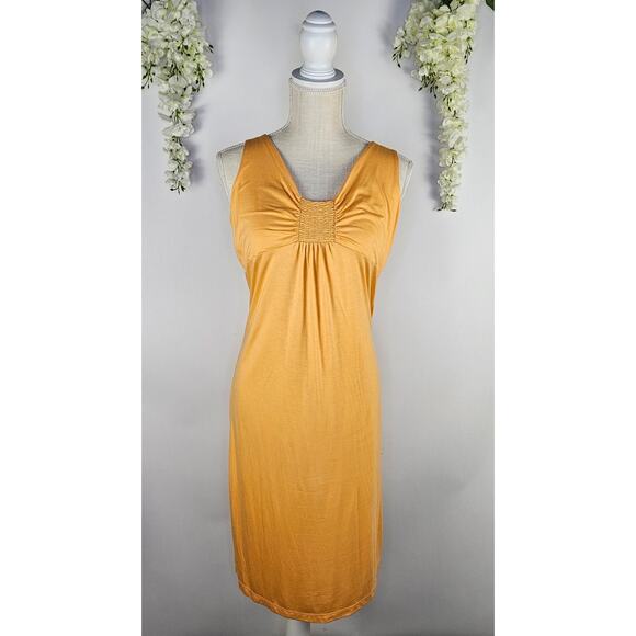 Y2K New Talbots Beachy Sleeveless Midi Shirt Dress Size Small Pastel Orange - Picture 3 of 12